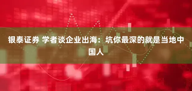 银泰证券 学者谈企业出海：坑你最深的就是当地中国人